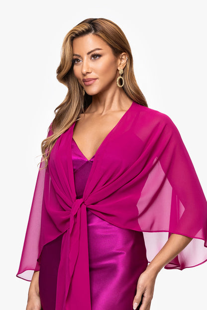 Betsy & Adam "Bernadette" Chiffon Shawl Wrap - Magenta