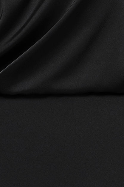 Betsy & Adam Plus "Ana" Scuba Crepe & Satin Drop Shoulder Dress - Black