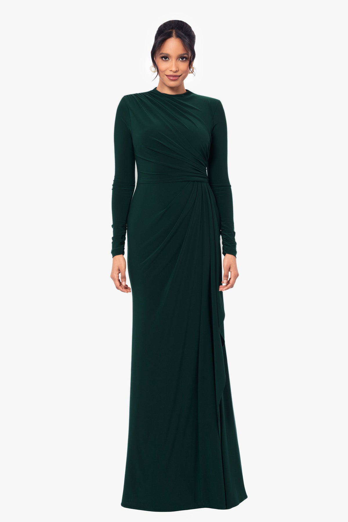 Betsy & Adam "Jeanette" Stretch Knit Long Sleeve Dress - Pine