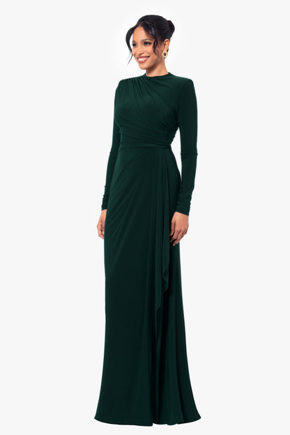 Betsy & Adam "Jeanette" Stretch Knit Long Sleeve Dress - Pine