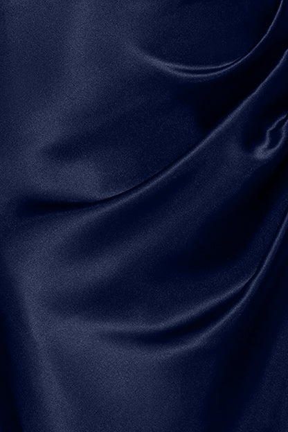 Betsy & Adam Petite “Sofia” Satin Drop Shoulder Dress - Navy