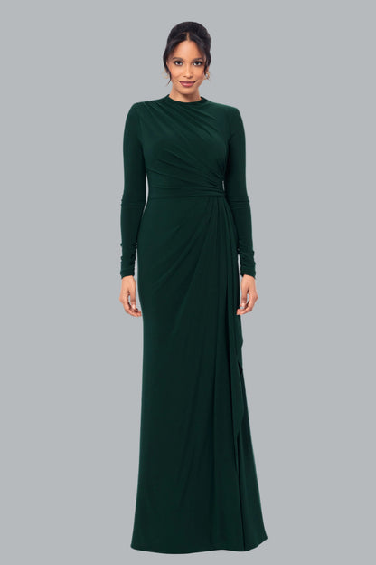 Betsy & Adam Petite "Jeanette" Stretch Knit Long Sleeve Dress - Pine