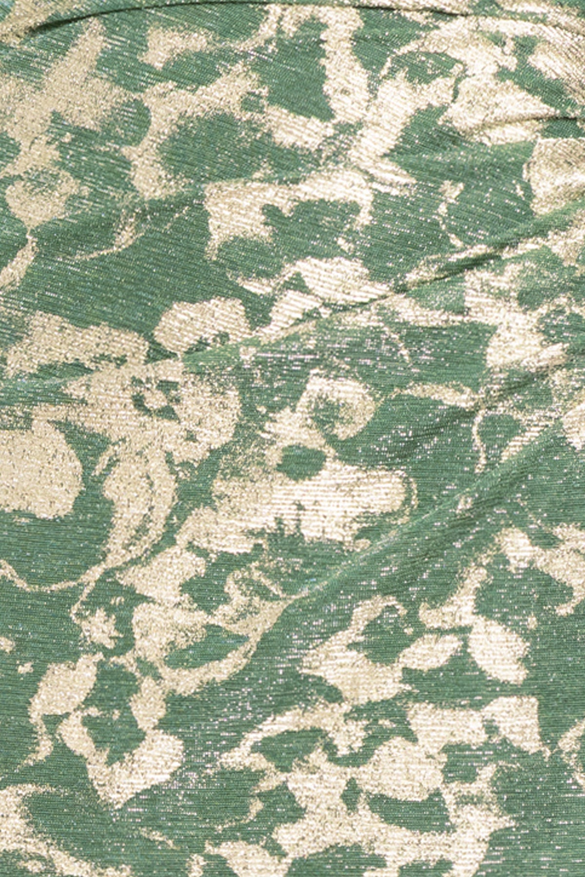 Betsy & Adam Petite "Cory" Metallic Print Ruched Dress - Matcha/Gold