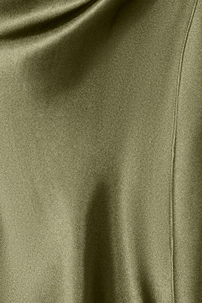 Betsy & Adam Petite "Tara" Satin Tie Neck Dress - Olive