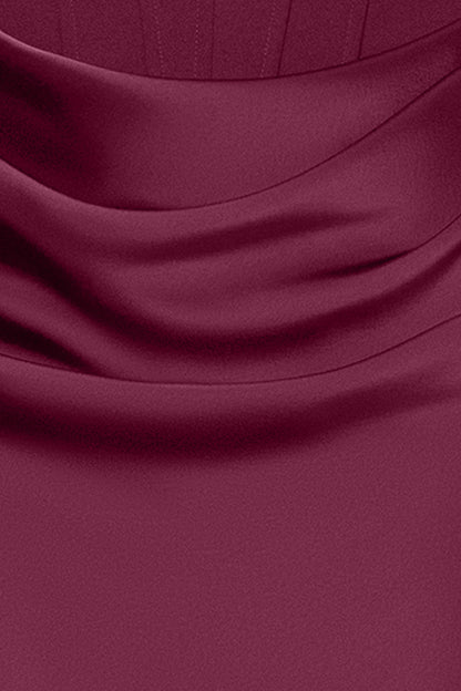 Betsy & Adam "Debra" Scuba Crepe & Satin Strapless Dress - Wine