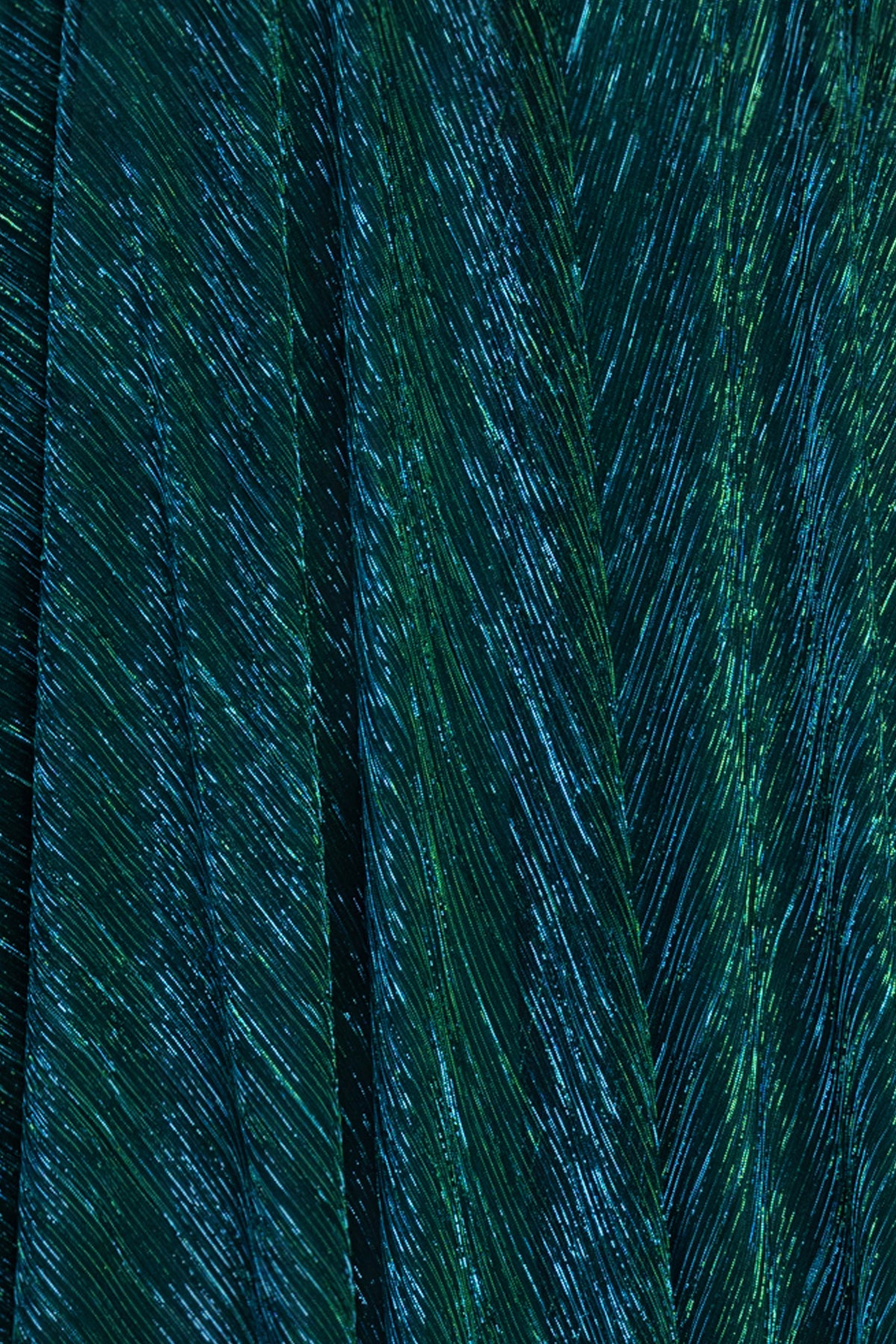 Betsy & Adam "Ophelia" Metallic Knit Pleated Dress - Jade