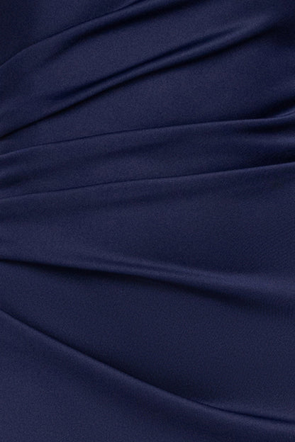 Betsy & Adam Petite "Mariah" Techno Scuba Off The Shoulder Dress - Midnight
