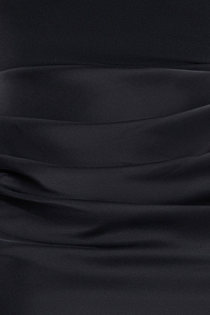 Betsy & Adam "Jamie" Double Face Satin Mock Neck Dress - Black