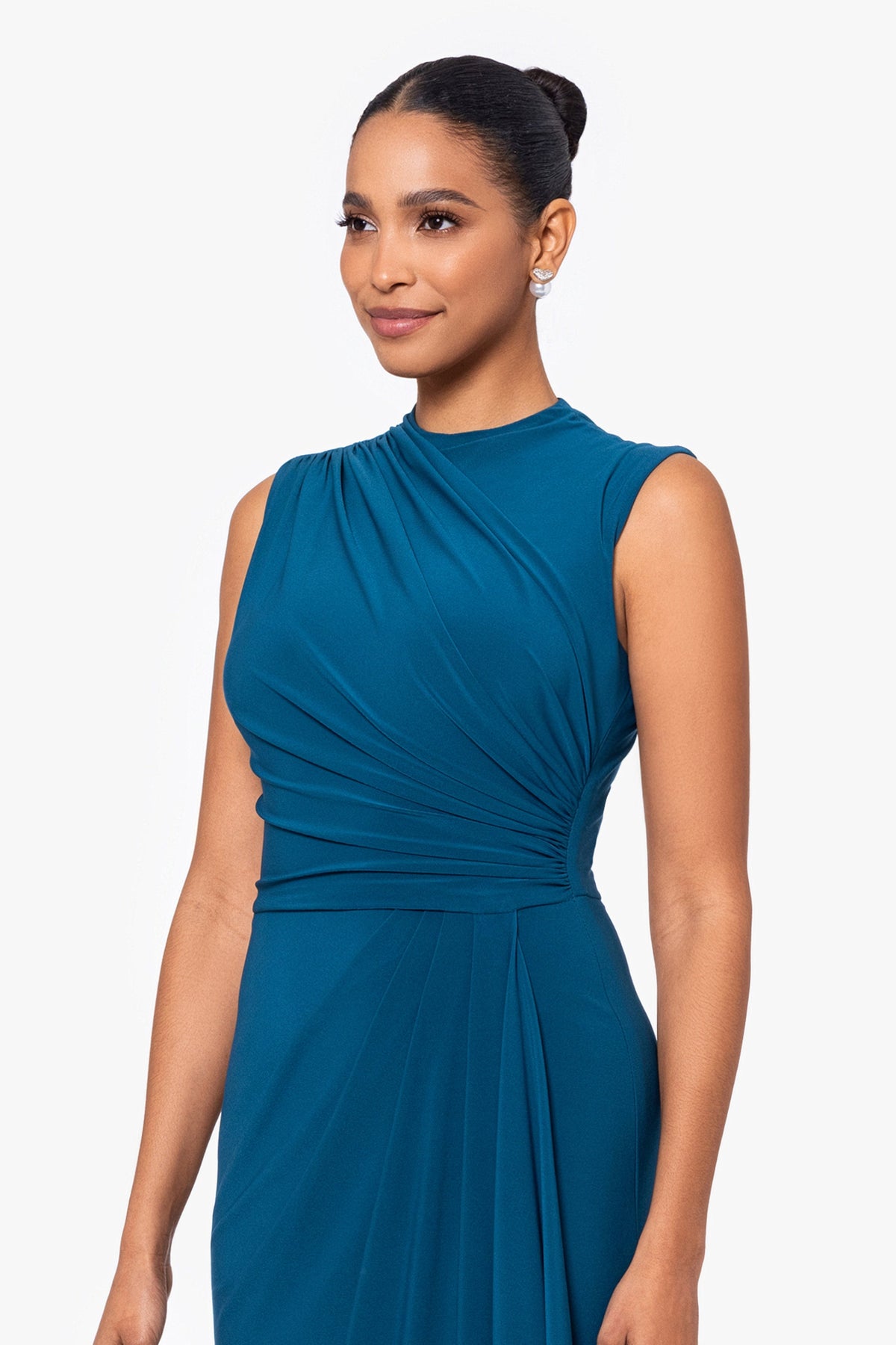 Betsy & Adam "Patricia" Jersey Knit Sleeveless Dress - Mallard