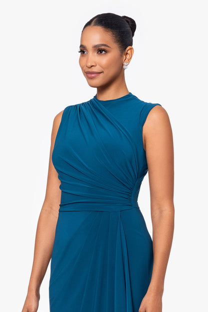Betsy & Adam "Patricia" Jersey Knit Sleeveless Dress - Mallard