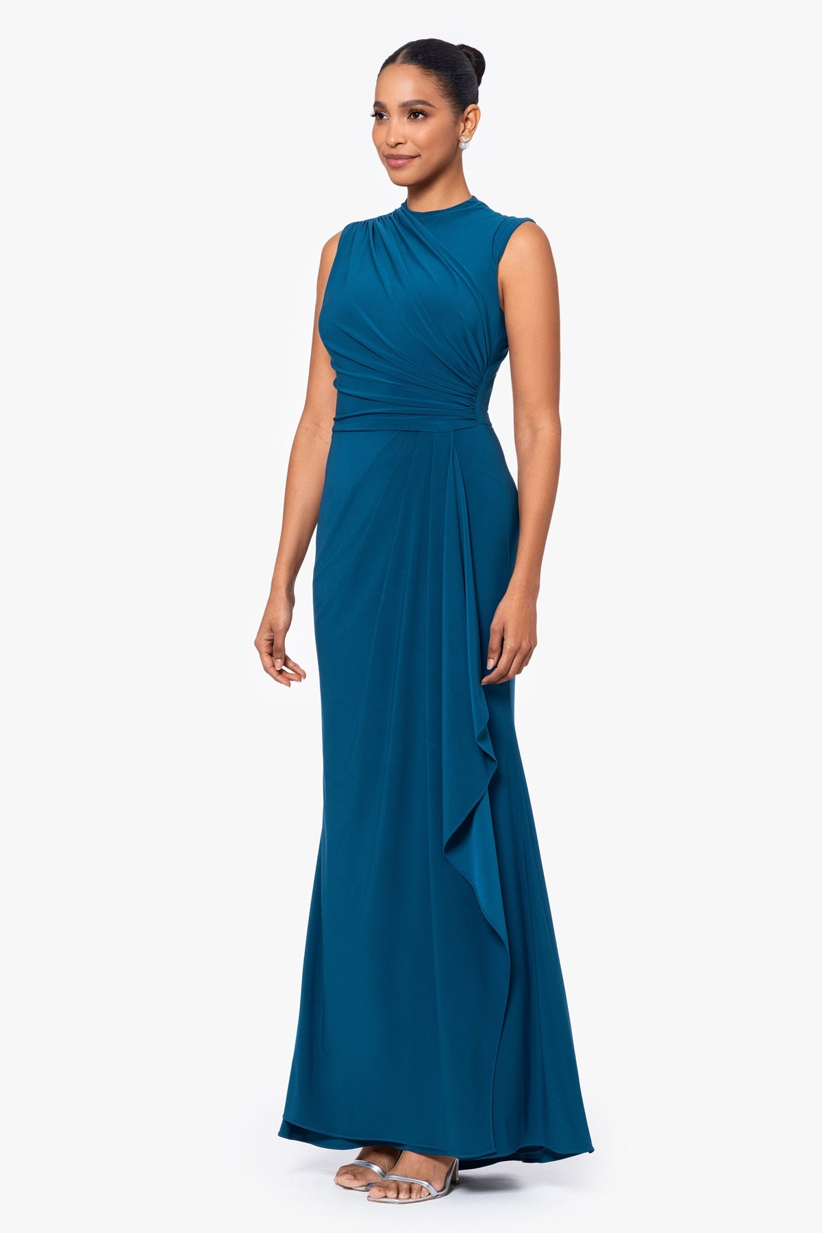 Betsy & Adam "Patricia" Jersey Knit Sleeveless Dress - Mallard