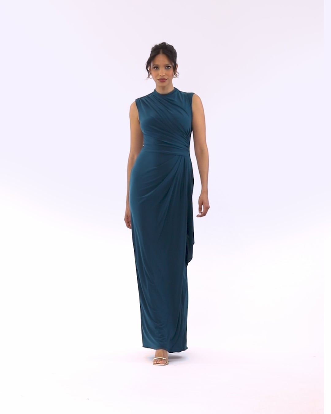 Betsy & Adam "Patricia" Jersey Knit Sleeveless Dress - Mallard