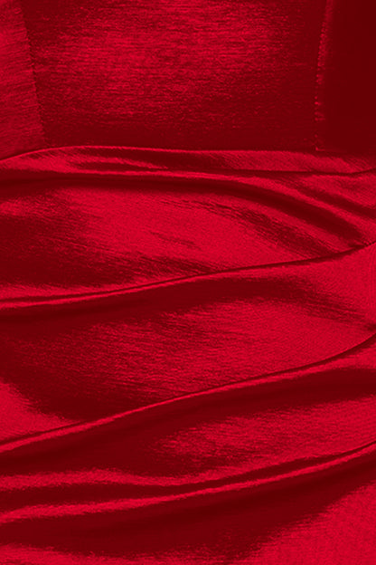 Betsy & Adam "Gia" Taffeta Twist Off the Shoulder Dress - Red