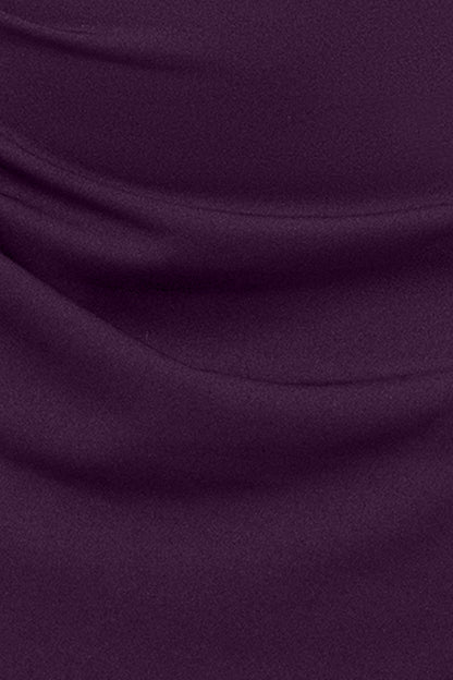 Betsy & Adam Plus "Monica" Scuba Crepe & Taffeta Trim Ruched Dress - Mulberry