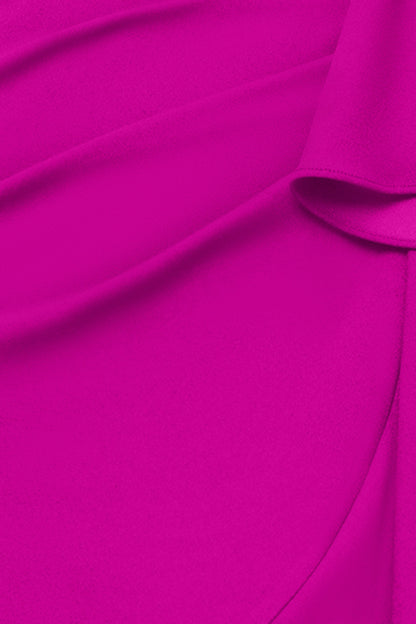 Betsy & Adam Petite "Candace" V-Neck Hi Low Cascade Dress - New Fuchsia