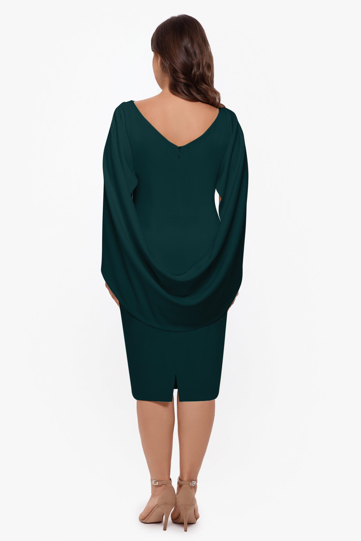 Betsy & Adam Plus Jordan" Scuba Crepe Draped Back Short Dress - Pine