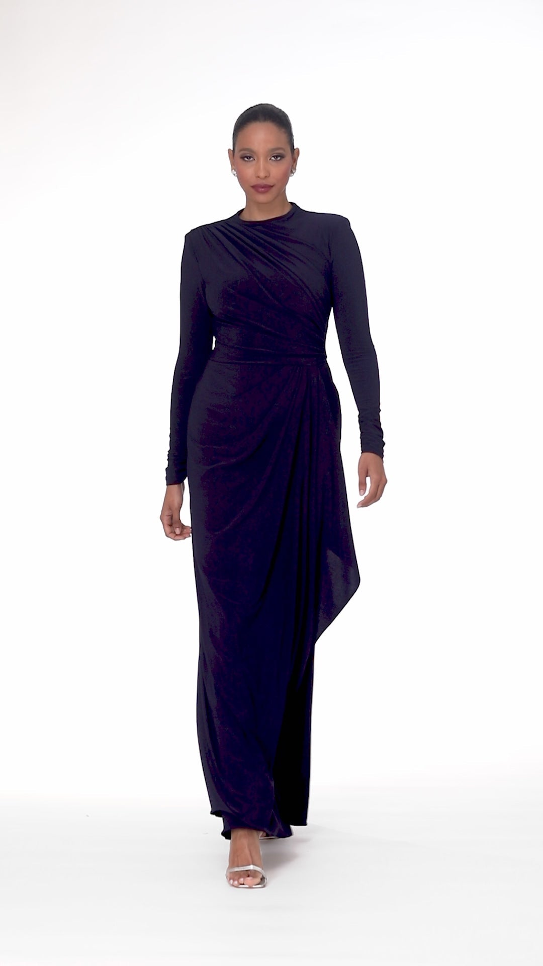 Betsy & Adam "Jeanette" Stretch Knit Long Sleeve Dress - Navy