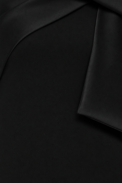 Betsy & Adam "Carmela" Scuba Crepe With Satin Bow Dress - Black