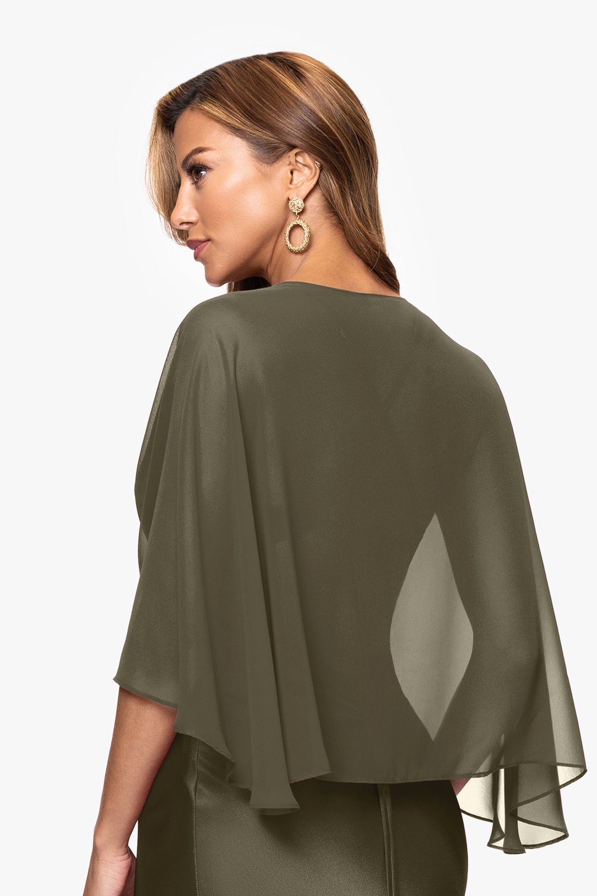 Betsy & Adam "Bernadette" Chiffon Shawl Wrap - Olive