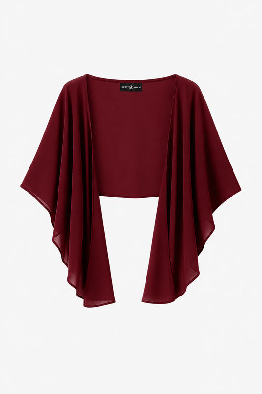 Betsy & Adam "Bernadette" Chiffon Shawl Wrap - Burgundy