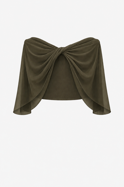 Betsy & Adam "Nikita" Chiffon Twist Shawl Wrap - Olive