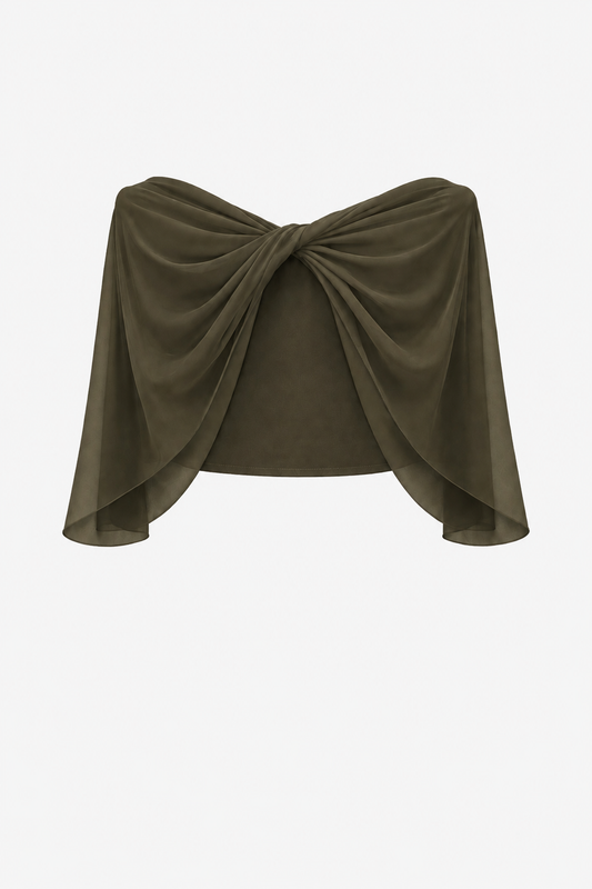 Betsy & Adam "Nikita" Chiffon Twist Shawl Wrap - Olive
