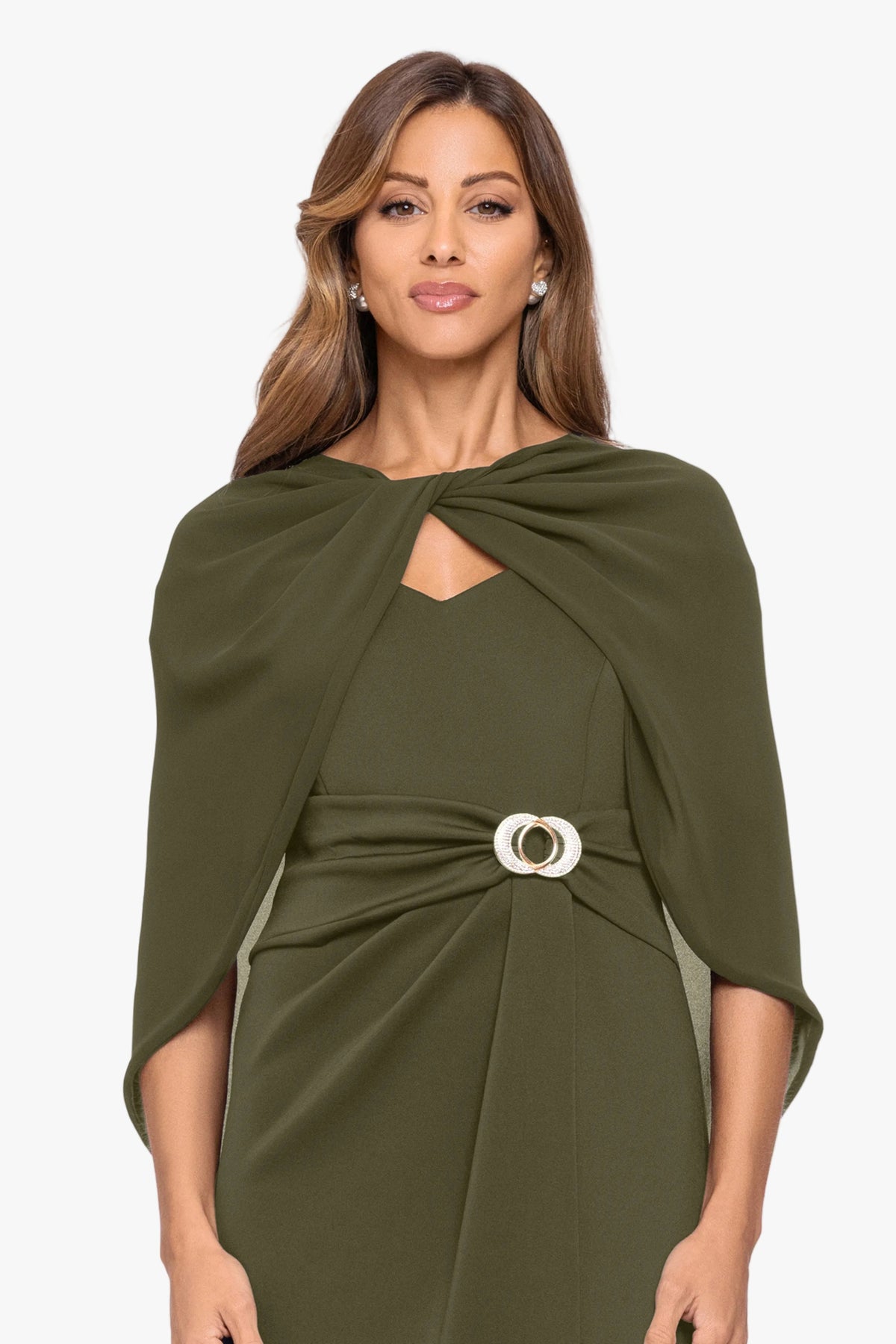 Betsy & Adam "Nikita" Chiffon Twist Shawl Wrap - Olive