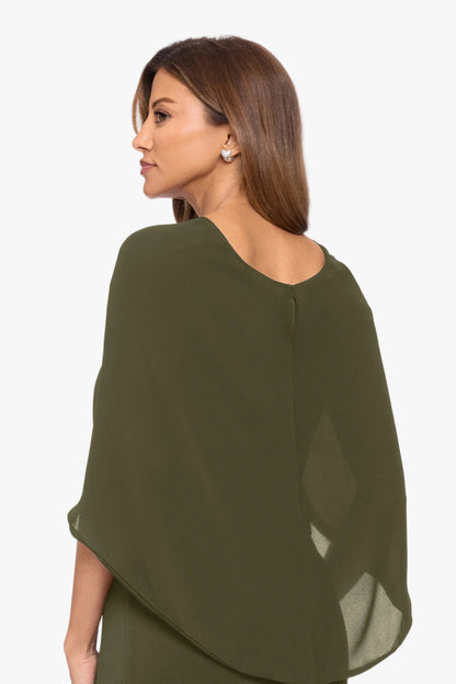 Betsy & Adam "Nikita" Chiffon Twist Shawl Wrap - Olive