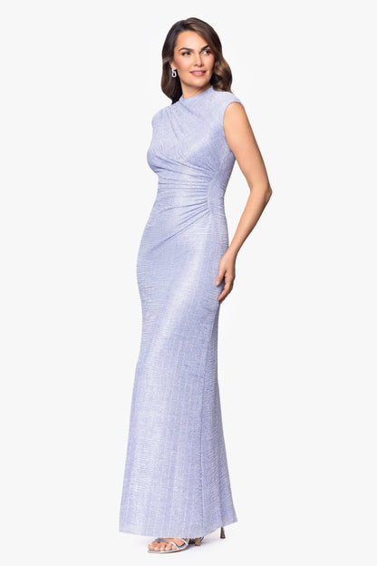 Betsy & Adam Petite "Bethany" Metallic Ruched Dress - Periwinkle