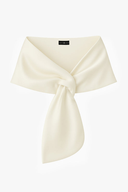 Betsy & Adam "Trixie" Satin Pull Through Shawl Wrap - Ivory