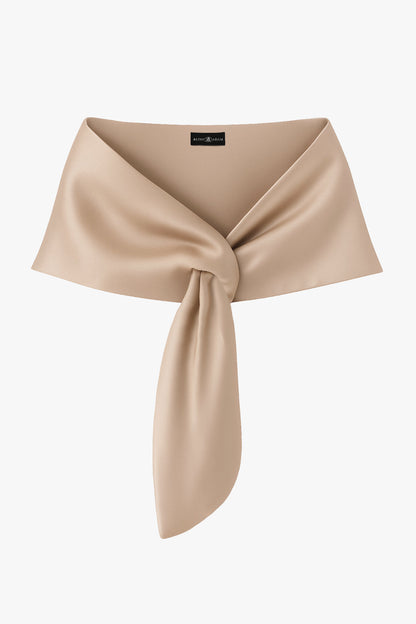 Betsy & Adam "Trixie" Satin Pull Through Shawl Wrap - Ivory