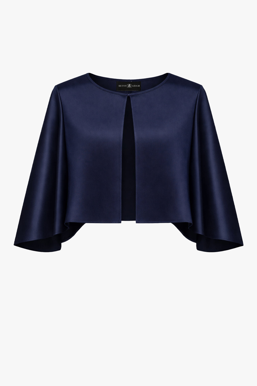 Betsy & Adam "Bella" Satin Cape Shawl Wrap - Navy