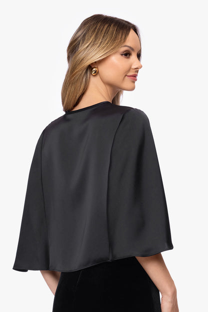 Betsy & Adam "Bella" Satin Cape Shawl Wrap - Navy