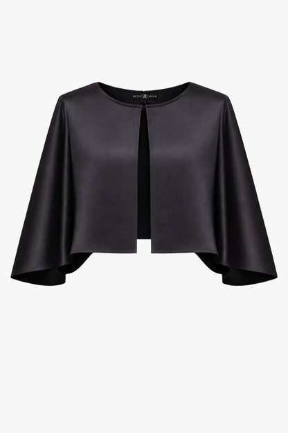 Betsy & Adam "Bella" Satin Cape Shawl Wrap - Black