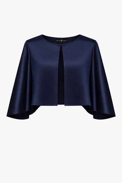 Betsy & Adam "Bella" Satin Cape Shawl Wrap - Black