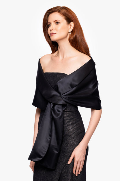Betsy & Adam "Trixie" Satin Pull Through Shawl Wrap - Mocha