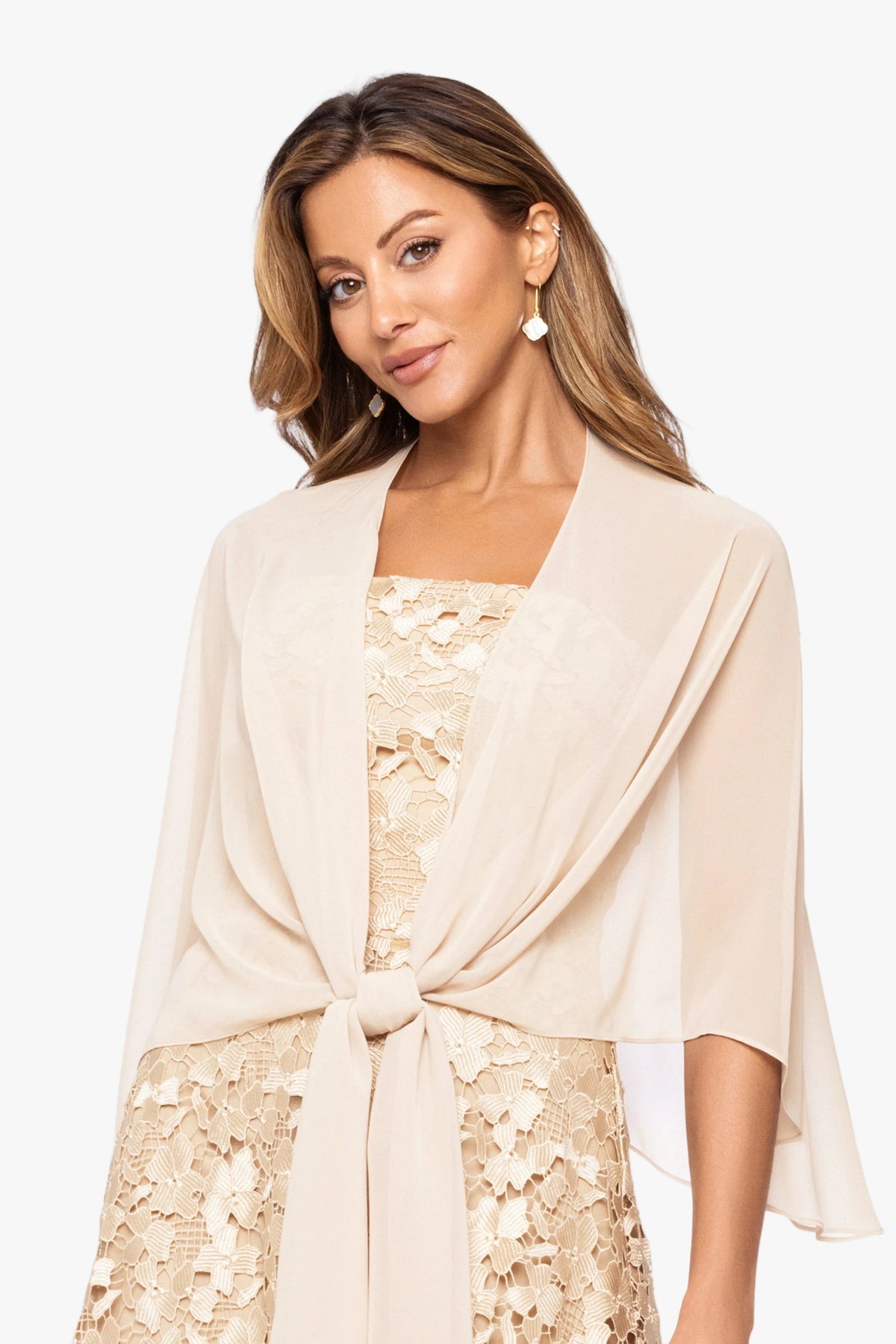 Betsy & Adam "Bernadette" Chiffon Shawl Wrap - Tan