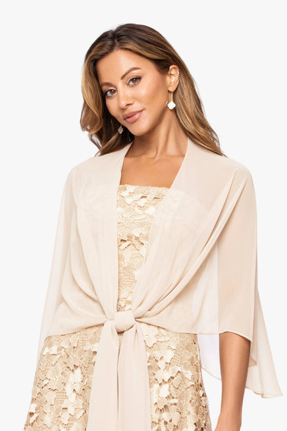 Betsy & Adam "Bernadette" Chiffon Shawl Wrap - Tan