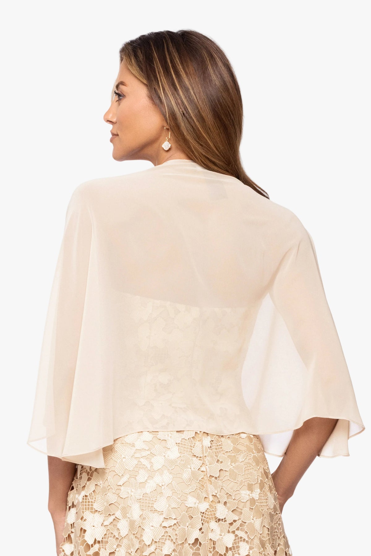 Betsy & Adam "Bernadette" Chiffon Shawl Wrap - Tan