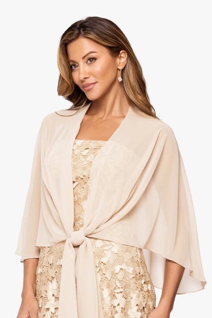 Betsy & Adam "Bernadette" Chiffon Shawl Wrap - Tan