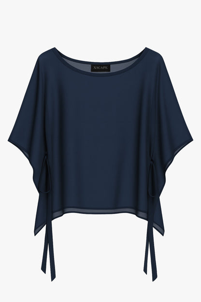Betsy & Adam "Demi" Chiffon Pullover Shawl Wrap - Black