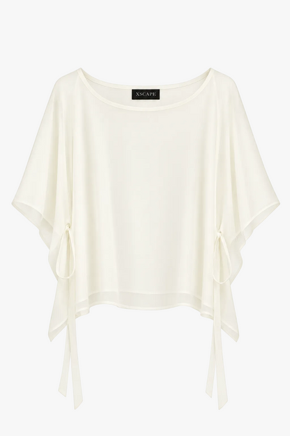 Betsy & Adam "Demi" Chiffon Pullover Shawl Wrap - Ivory