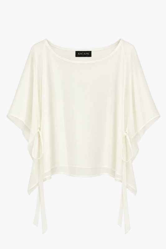 Betsy & Adam "Demi" Chiffon Pullover Shawl Wrap - Ivory