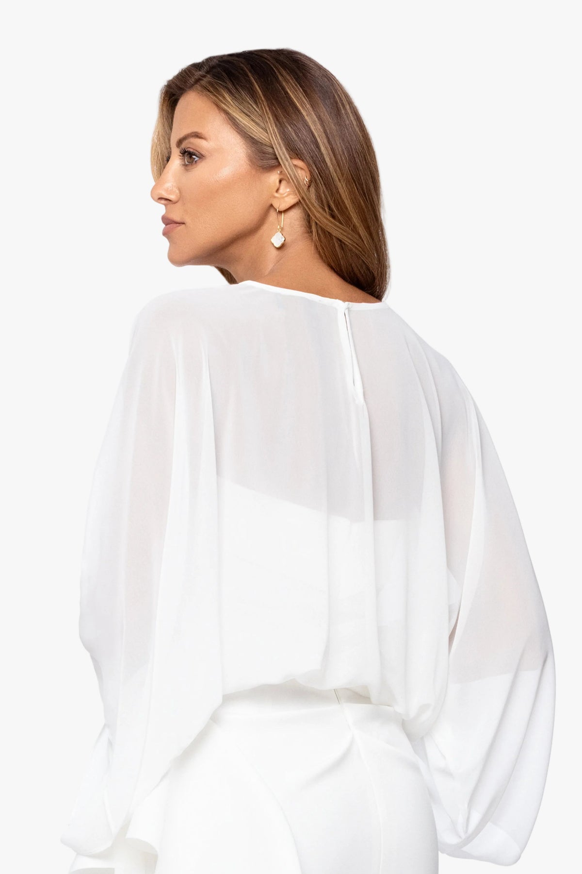 Betsy & Adam "Demi" Chiffon Pullover Shawl Wrap - Ivory