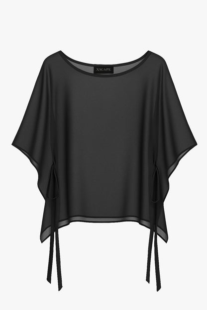 Betsy & Adam "Demi" Chiffon Pullover Shawl Wrap - Ivory